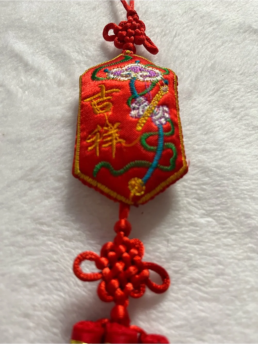 Chinese new year/ lucky red Red Embroidered Chinese Knot Tassel Hanging charm